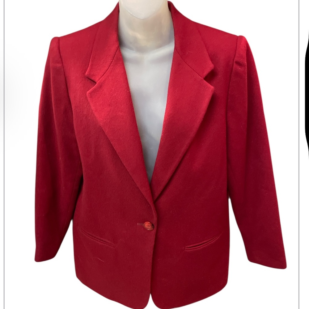 Sag Harbor red wool blazer women’s suit coat size 10 VGT mediem